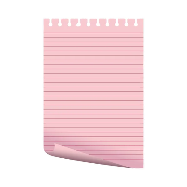 Pink paper sheet note isolated icon — Stock Vector
