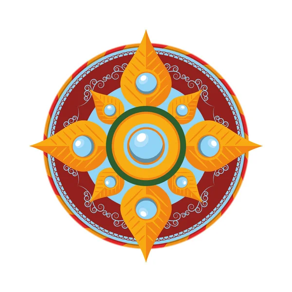 Icono de estilo étnico mandala indu — Vector de stock