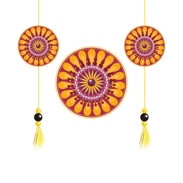 Ethnische Mandalas im indischen Stil hängen — Stockvektor