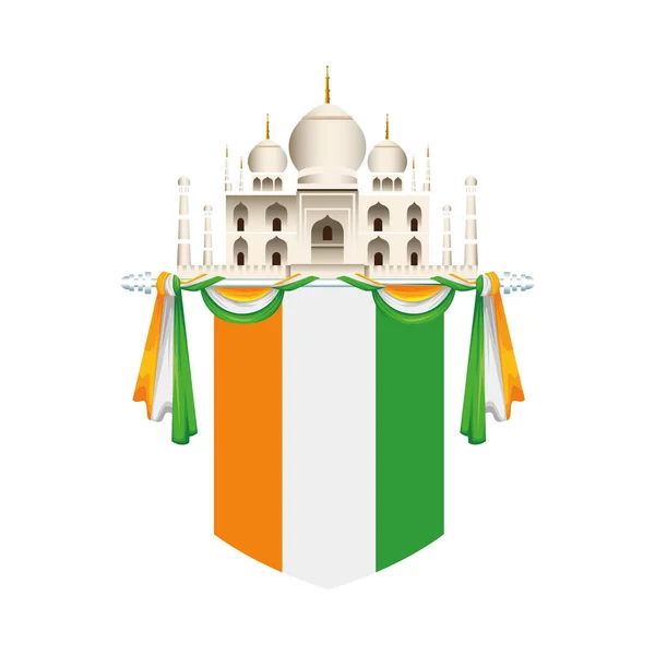 Dekoration mit indischer Flagge mit Tag Mahal — Stockvektor