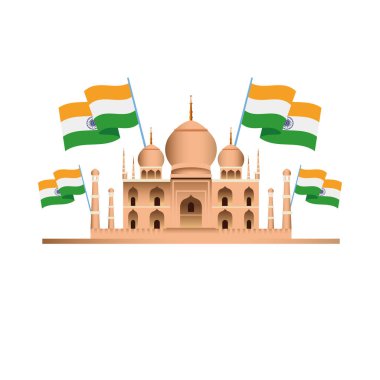 Tac Mahal ile Hindistan ülke bayrakları