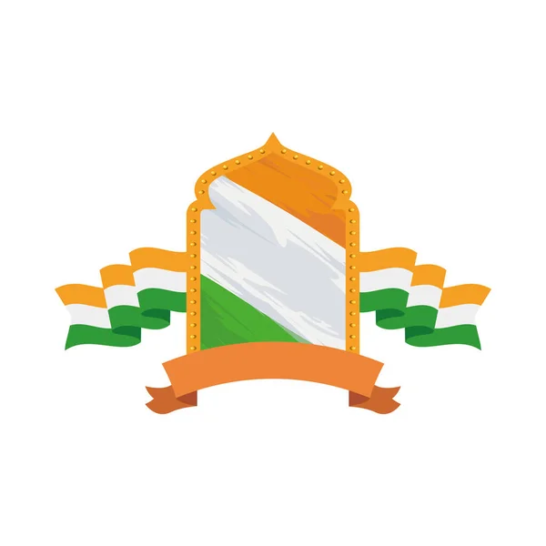 Σημαίες της Ινδίας χώρα με κομψό πλαίσιο — Διανυσματικό Αρχείο