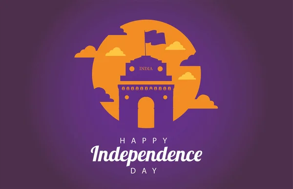 India glad självständighet dag firande kort med tempel valv — Stock vektor