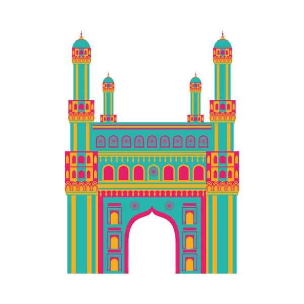 Indiase torens en frame tempel structuur icoon — Stockvector