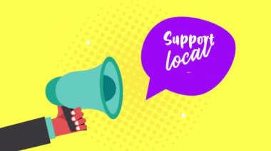 Yerel iş harflerini megafonla konuşma balonunda destekle