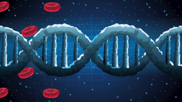 Molécule dna avec du sang affiche science animée — Video