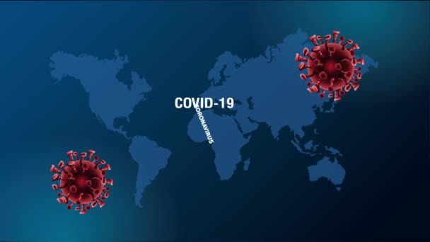 Covid19 partículas pandémicas con patrones de mapas de tierra animados — Vídeo de stock