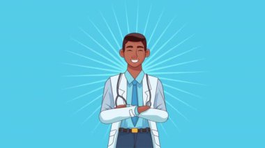 afro doktor profesyonel karakter sağlığı animasyonu