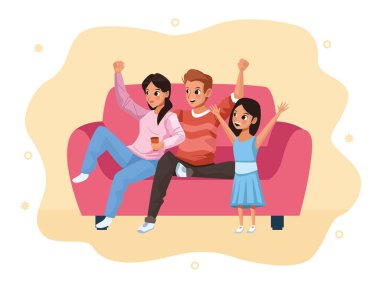 Ebeveynler çift ve kızları. Aile kampanyasında kalın.