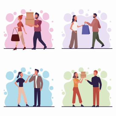 Alışveriş günündeki bir grup genç.