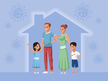 Anne, baba ve kız ve oğul. Aile kampanyasında kalın.