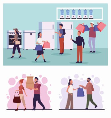 Alış veriş gününde mağazada çalışan bir grup insan