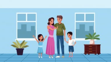 Anne-baba ve kız ve erkek çocuk oturma odasındalar. Kampanyada kalıyorlar.