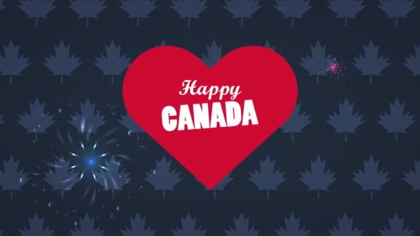 Felice celebrazione del giorno del Canada con scritte nel cuore — Video Stock