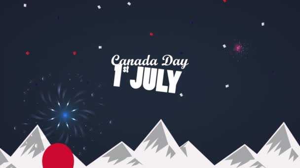 Felice festa del giorno del Canada con montagne ed elio palloncini — Video Stock