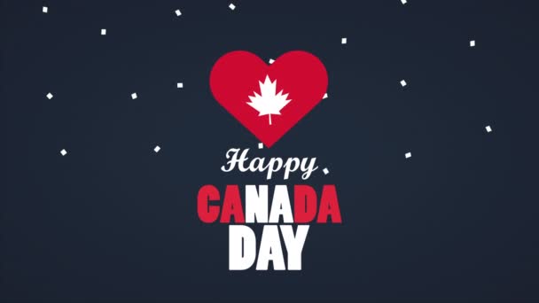 Felice celebrazione del giorno del Canada con scritte nel cuore — Video Stock