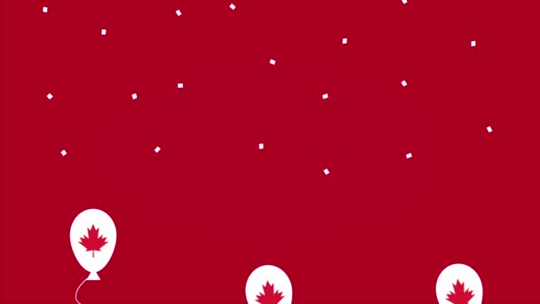 Feliz día de canada celebración con globos de helio — Vídeo de stock