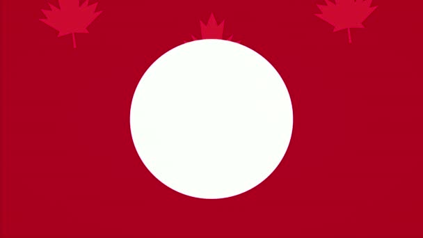 Happy canada day celebration with maple leafs pattern and circular frame — Stock Video