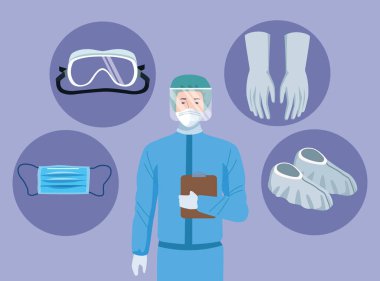 covid19 koruması için biyo-koruma ekipmanları olan doktor.