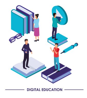kitaplar ve insanlarla çevrimiçi eğitim teknolojisi