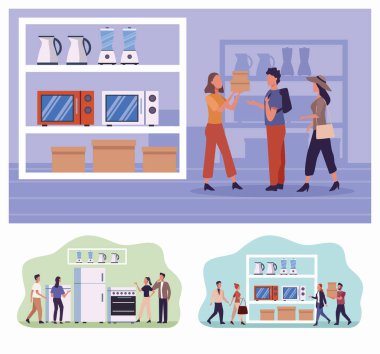 Alış veriş gününde mağazada çalışan bir grup insan