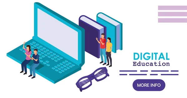 Educación en línea con la tecnología portátil — Vector de stock