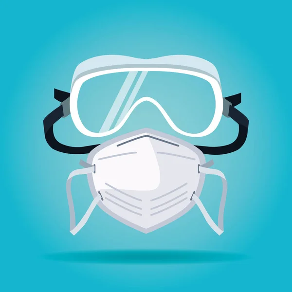 Maschera medica bianca e occhiali respiratori respiratori protettivi — Vettoriale Stock
