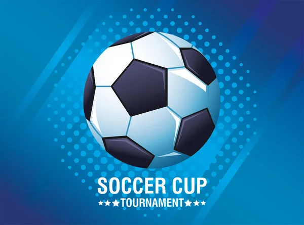 Cartaz torneio Copa de futebol com balão e letras —  Vetores de Stock