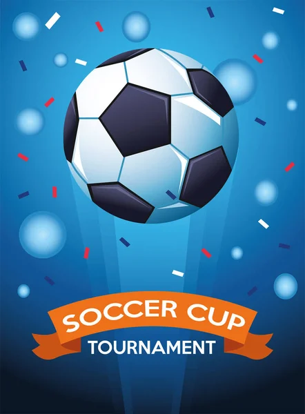 足球杯海报，贴有气球和带子 — 图库矢量图片
