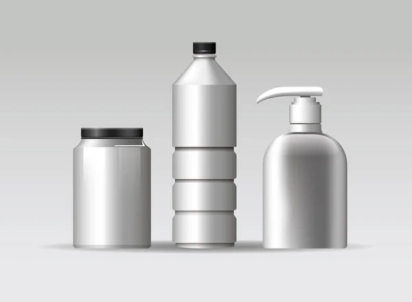 Set von Materialien und Stilen Flaschen Produkte — Stockvektor