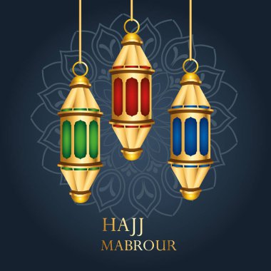 Hacc mabrour kutlaması. Altın fenerler asılı.
