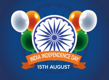 Hindistan 'ın bağımsızlık gününü ashoka çakra ve balonlarla kutluyoruz.