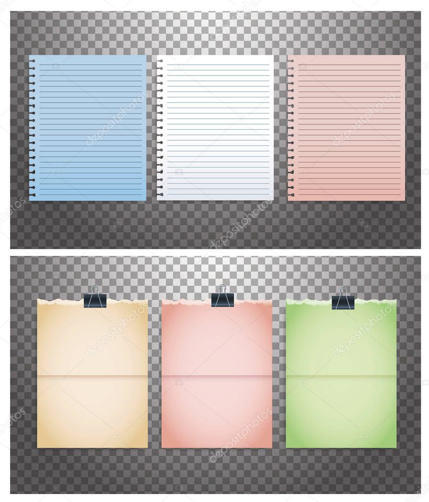 set of attachment banners paper icons
