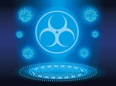 covid19 parçacık ve biyolojik tehlike uyarısı fütüristik ışıklar