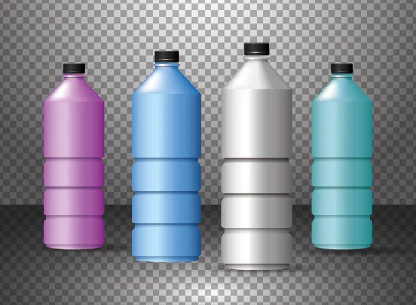Set van plastic flessen producten — Stockvector