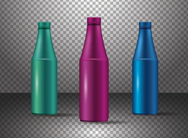 Sada skleněných barev láhve produkty — Stockový vektor