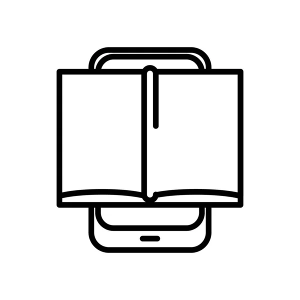 Perangkat smartphone dengan ikon gaya baris buku - Stok Vektor