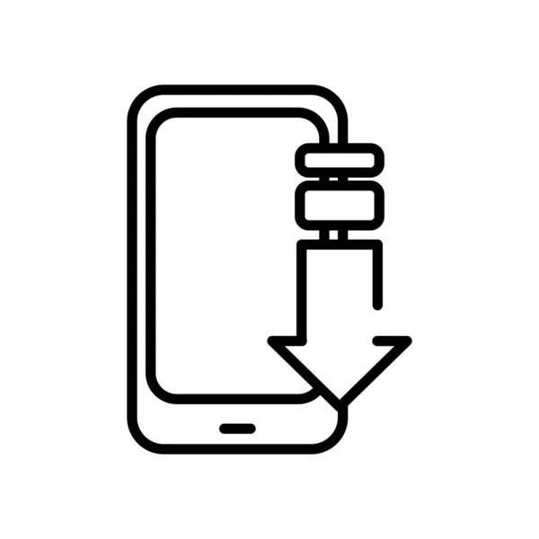 Пристрій смартфона зі стрілкою завантаження піктограмою стилю лінії — стоковий вектор