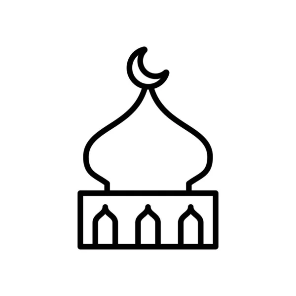 Eid mubarak mešita cupule linka styl ikona — Stockový vektor