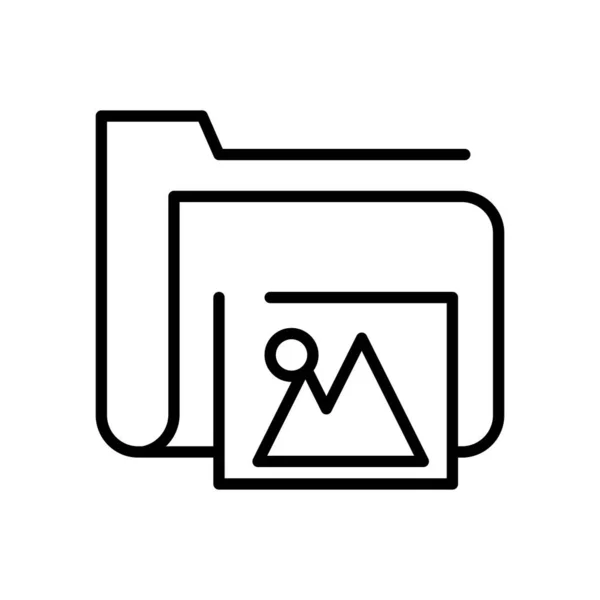 Documento del file della cartella con l'icona dello stile della linea dell'immagine — Vettoriale Stock