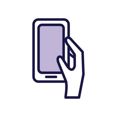 Akıllı telefon aygıtı satır simgesi ile el