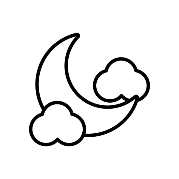 Moon night with cloud line style icon — Stock Vector