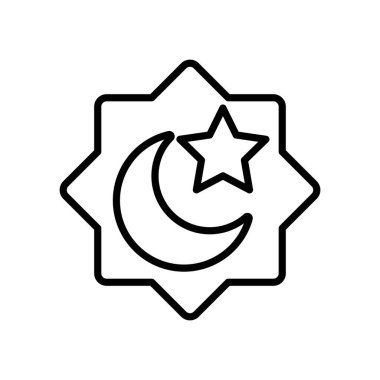 Yıldız mühür çizgisi tarzıyla ay gecesi