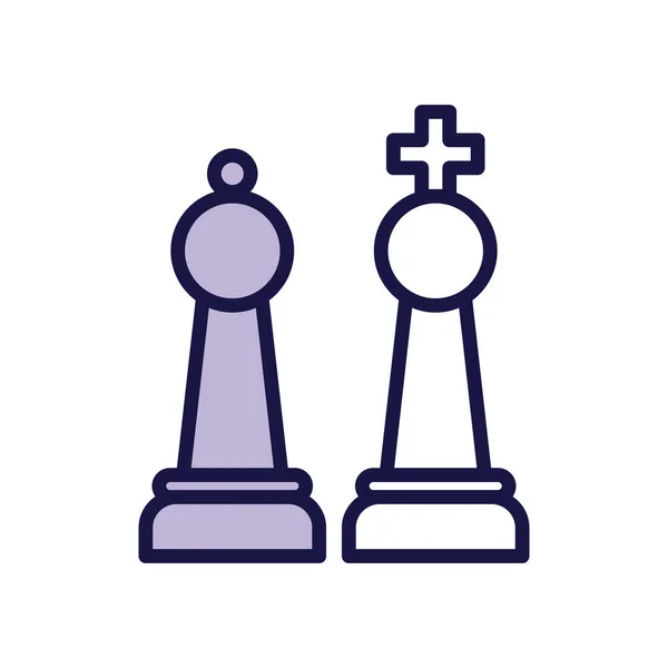 Rey y reina ajedrez juego piezas línea estilo — Archivo Imágenes Vectoriales