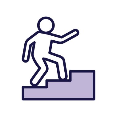 Merdiven çizgisi simgesinde insan figürü avatarı
