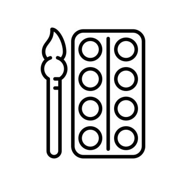 paint brush and palette education supply isolated icon