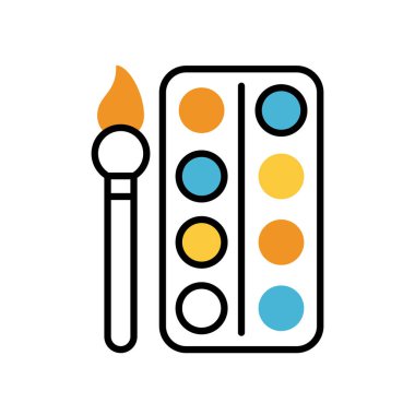 paint brush and palette education supply isolated icon