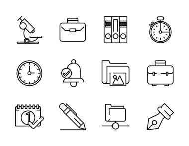 Okul malzemeleri paketi simgeleri ayarlar