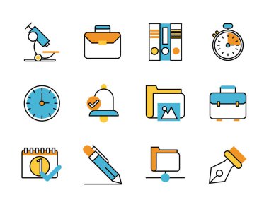 Okul malzemeleri paketi simgeleri ayarlar