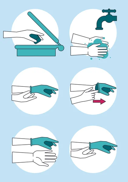 How to remove glove safely infographic — Stock Vector